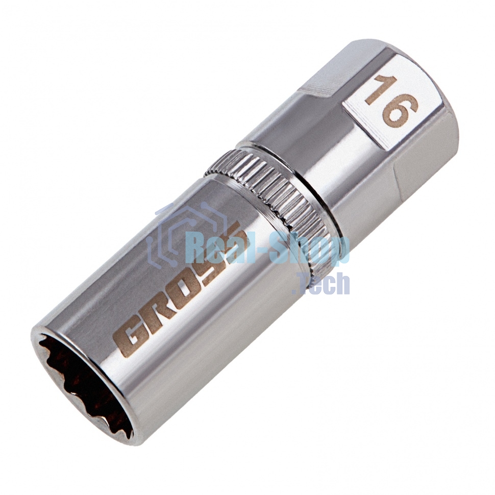 Головка торцевая свечная Gross магнитная, 12-гранная, 16 мм, под квадрат 1/2