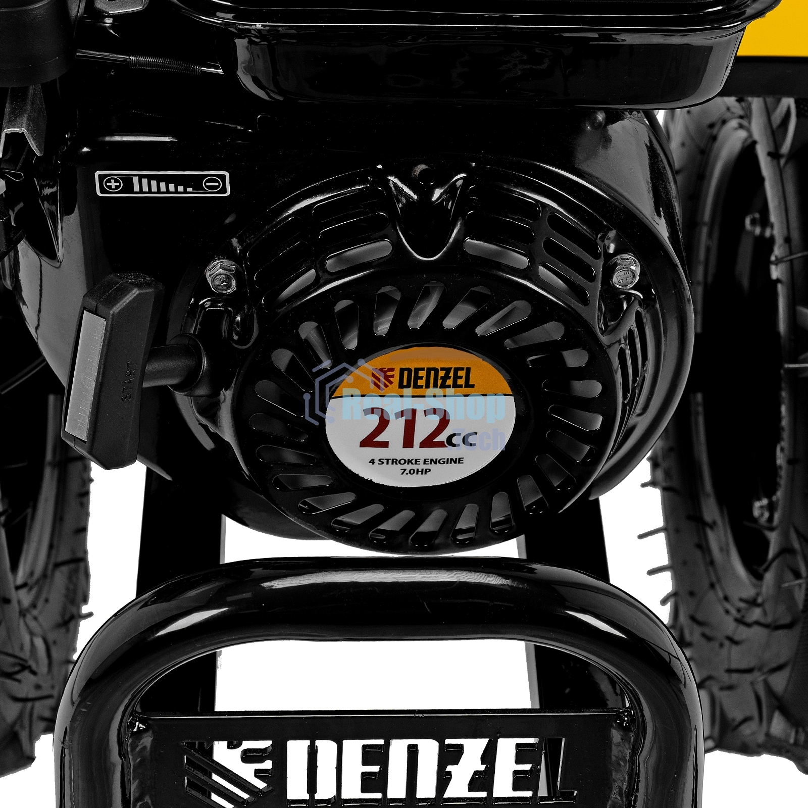 Мотоблок Denzel DPT-370X 7 л.с., диск.сцеп, шир 90 см, глуб 35 см, фрез 3х4, ВОМ, передачи 3В/1Н