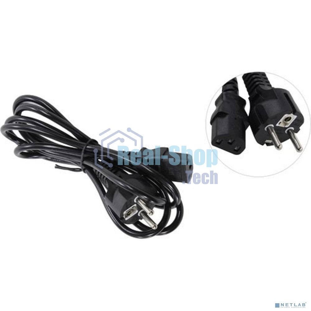 Кабель питания ExeGate Power PC-1,8P (Евровилка Schuko->С13) VDE-250V-3*0.5-CU, 6A, черный, 1.8м