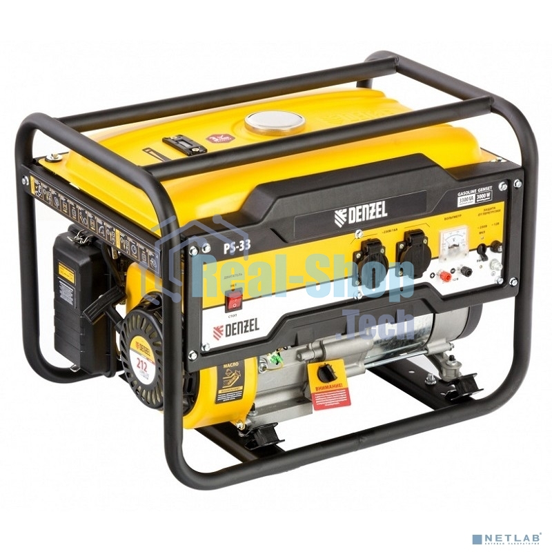 Электрогенератор бензиновый Denzel PS 33, 3.3 кВт, 85 дБ, 41 кг