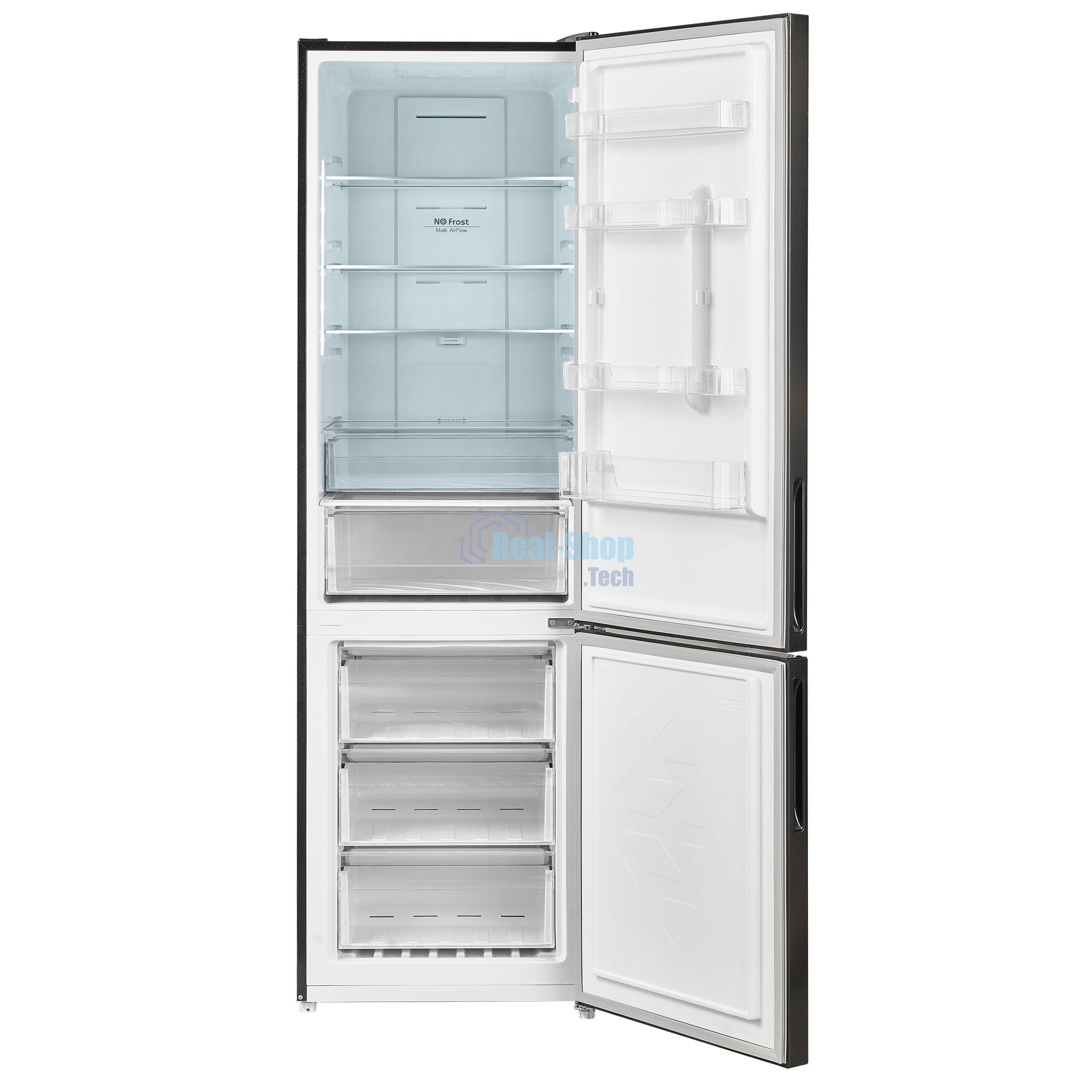 Холодильник Maunfeld MFF200NFSB10 Inverter черный двухкамерный 271/106 л морозилка снизу, NoFrost