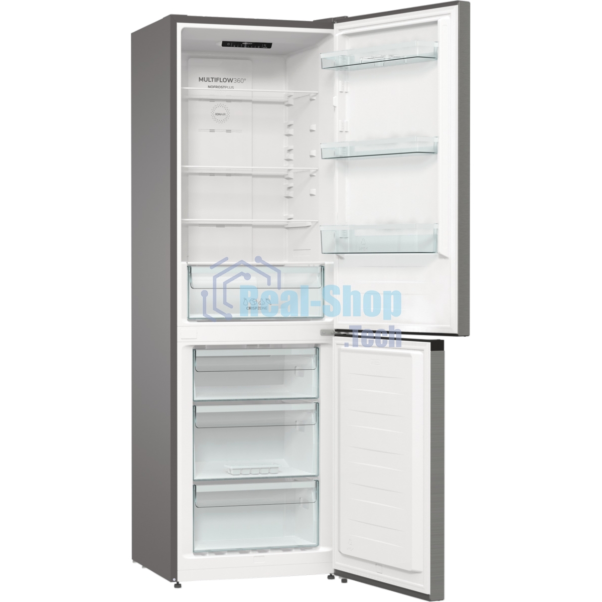 Холодильник Gorenje NRKE62XL серебристый металлик двухкамерный 203/99л морозилка снизу, No Frost