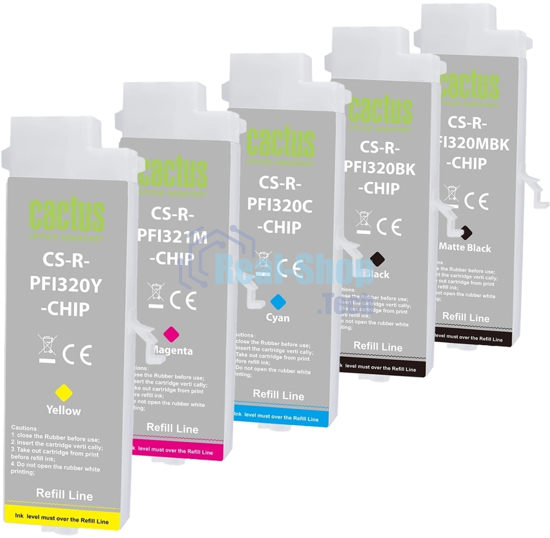 Картридж перезаправляемый струйный Cactus CS-R-PFI321SET-CHIP набор 5шт.упак. для Canon imagePROGRAF TM-250/255/350/355 с чипом