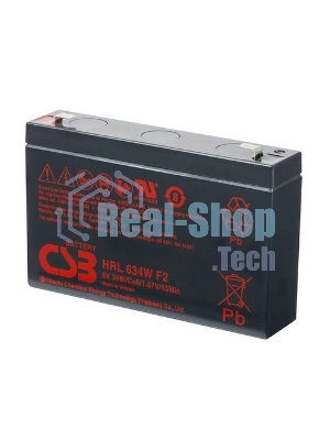Аккумулятор 6V 9Ah CSB HRL634W (HRL634WF2FR) клеммы F2, огнеупорные