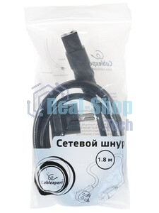 Кабель питания Cablexpert PC-S22-C19-2.5-1.5M, Schuko-C19, 3x2.5мм2, 16A, с заземлением, медь, 1.5м, черный, пакет