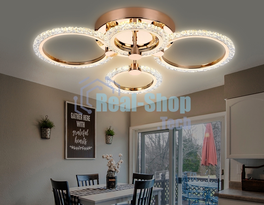 Потолочный светодиодный светильник FA416/2+2 GD золото 60W 640*460*120 (ПДУ РАДИО 2.4G)