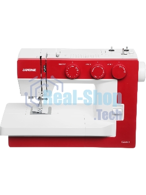 Швейная машина Janome 1522RD белый/красный, электромеханическая, вертикальный качающийся, 25 операций, петля автомат