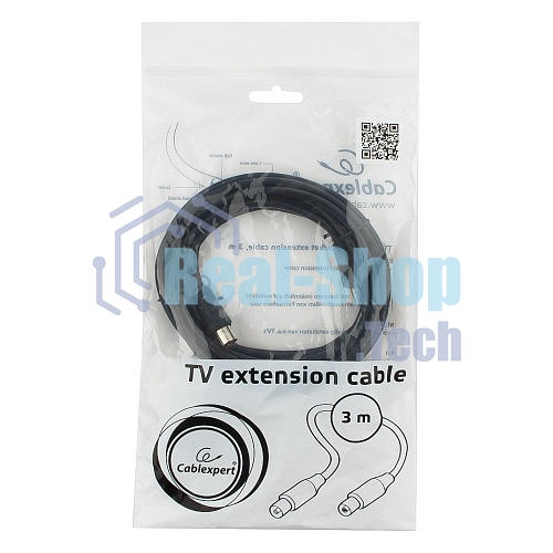Кабель телевизионный Cablexpert, CCV-515-3M, Coaxial M/F, 3м