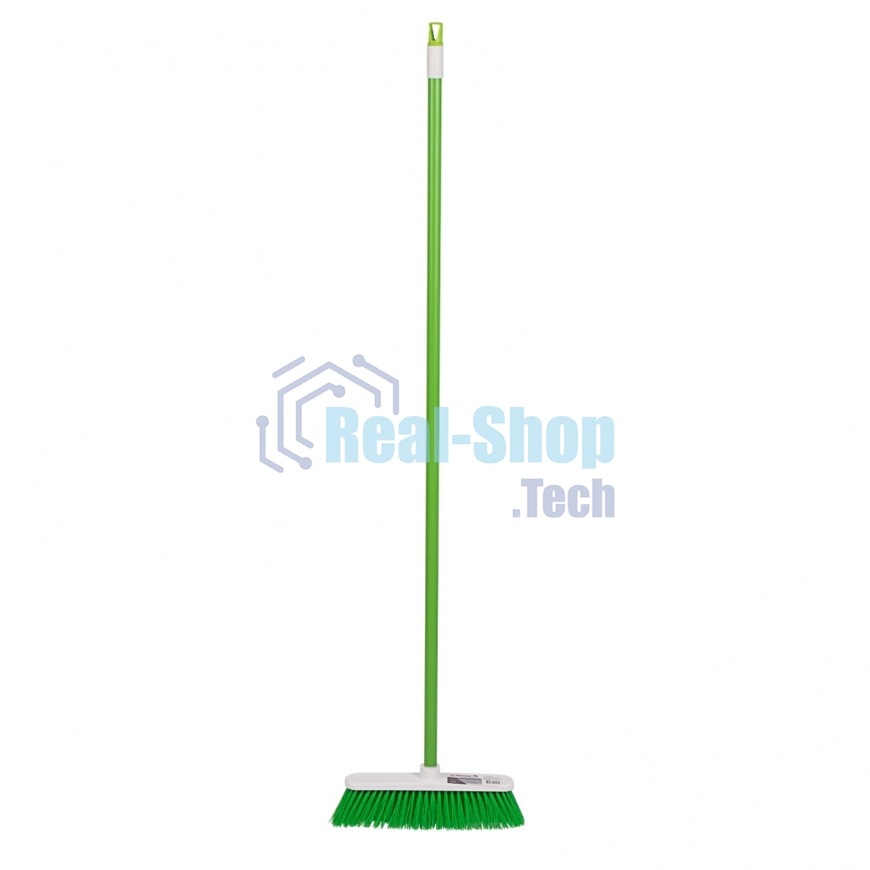 Щетка пластмассовая для подметания пола, 27 см, c черенком, 120 см, салат. щетина, Home Palisad