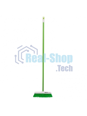 Щетка Home Palisad пластмассовая для подметания пола, 27 см, c черенком, 120 см, салат. щетина