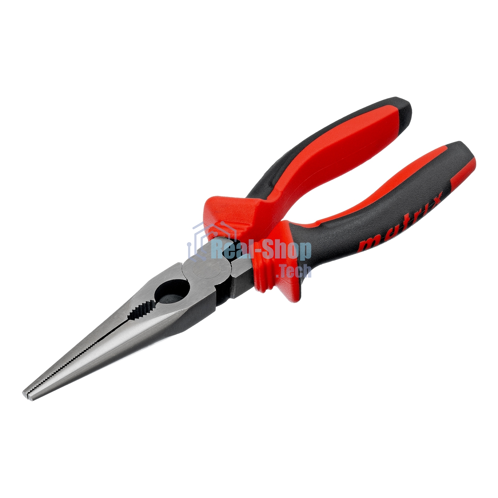 Длинногубцы прямые Matrix, 200 мм, хром-ванадий, двухкомпонентные рукоятки