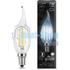 Лампа светодиодная Gauss LED Filament Свеча на ветру E14 7W 580lm 4100К 1/10/50