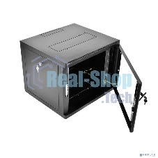 Шкаф телекоммуникационный настенный разборный ЦМО 9U (600 x 650) съемные стенки, дверь стекло, черный (ШРН-М-9.650-9005)