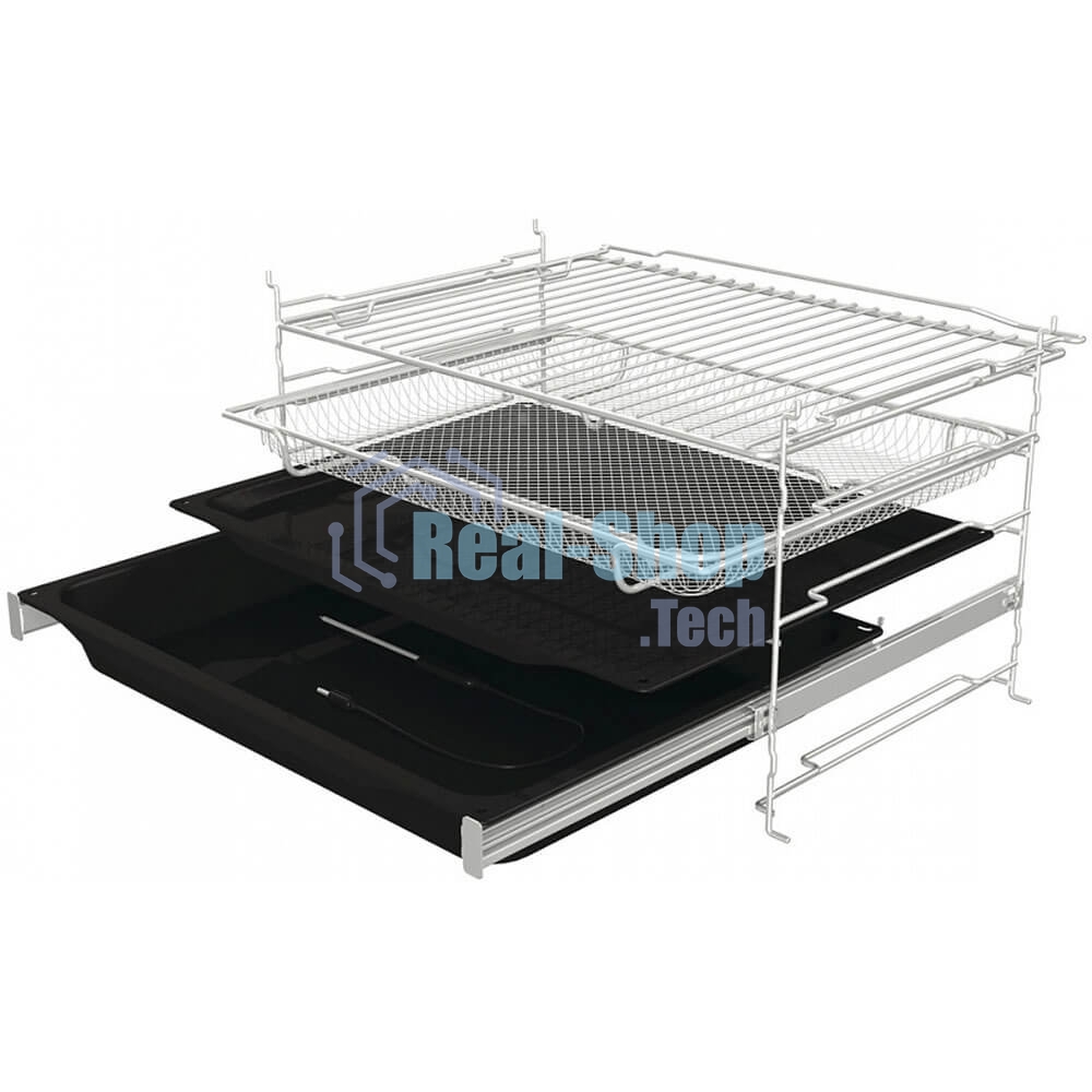 Встраиваемая электрическая духовка Gorenje BP6138B, объем 77 л, макс. температура 320 градусов, сенсорное/поворотное управление, Wi-Fi, пиролитическая очистка, телескопические направляющие на одном уровне, термощуп, AirFry, автоматические программы, динамическая система охлаждения, многоуровневое приготовление, PerfectGrill, энергоэффективность А+, черный