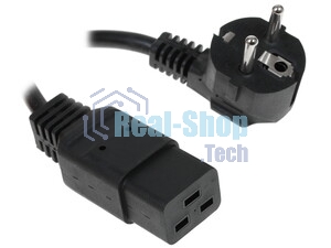 Кабель питания Cablexpert PC-S22-C19-2.5-1.5M, Schuko-C19, 3x2.5мм2, 16A, с заземлением, медь, 1.5м, черный, пакет