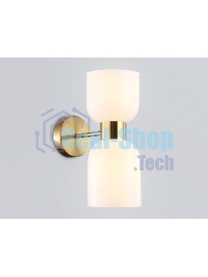 Настенный светильник Ambrella light LH56097/2 BS/FR латунь/белый матовый E14*2 max 40W 215*120*300