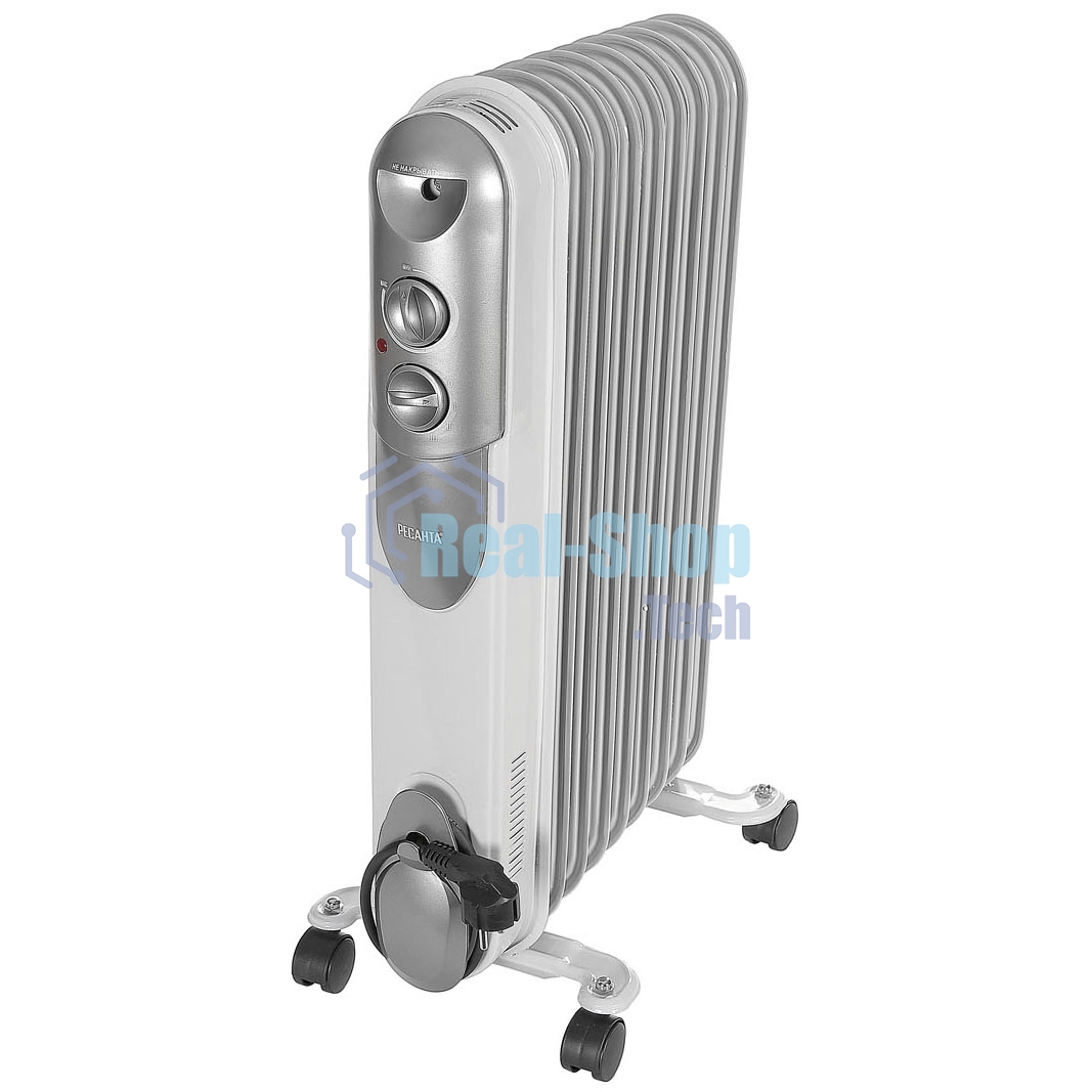 Масляный радиатор Ресанта ОМПТ- 9Н 67/3/4 2,0кВт, 450 140 650, 9 секций, 9,7 кг