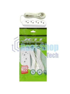 Удлинитель ДЖЕТТ РС-4 без з/м, 4рx5м (провод ПВС 2х0,75) (30 шт) 155-405