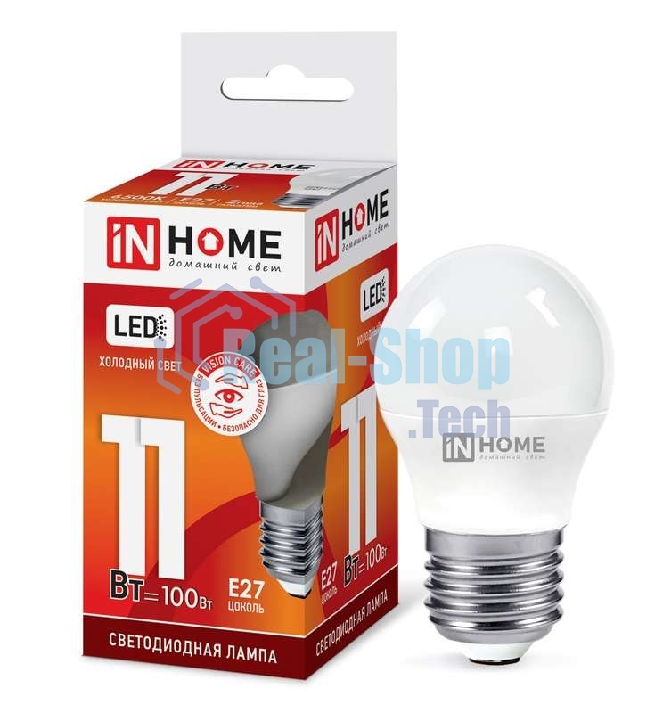 Лампа светодиодная LED-ШАР-VC 11Вт 230В E27 6500К 990лм IN HOME 4690612024943
