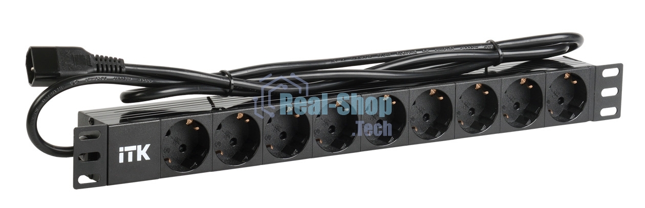 Блок распределения питания ITK алюминевый профиль PH22-9D2 гор.размещ. 9xSchuko базовые 10A C14 2м