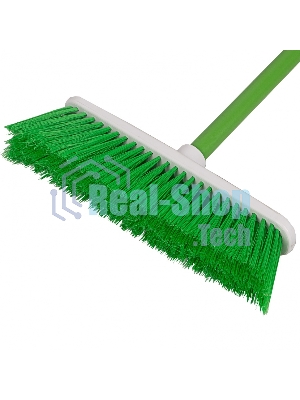 Щетка Home Palisad пластмассовая для подметания пола, 27 см, c черенком, 120 см, салат. щетина