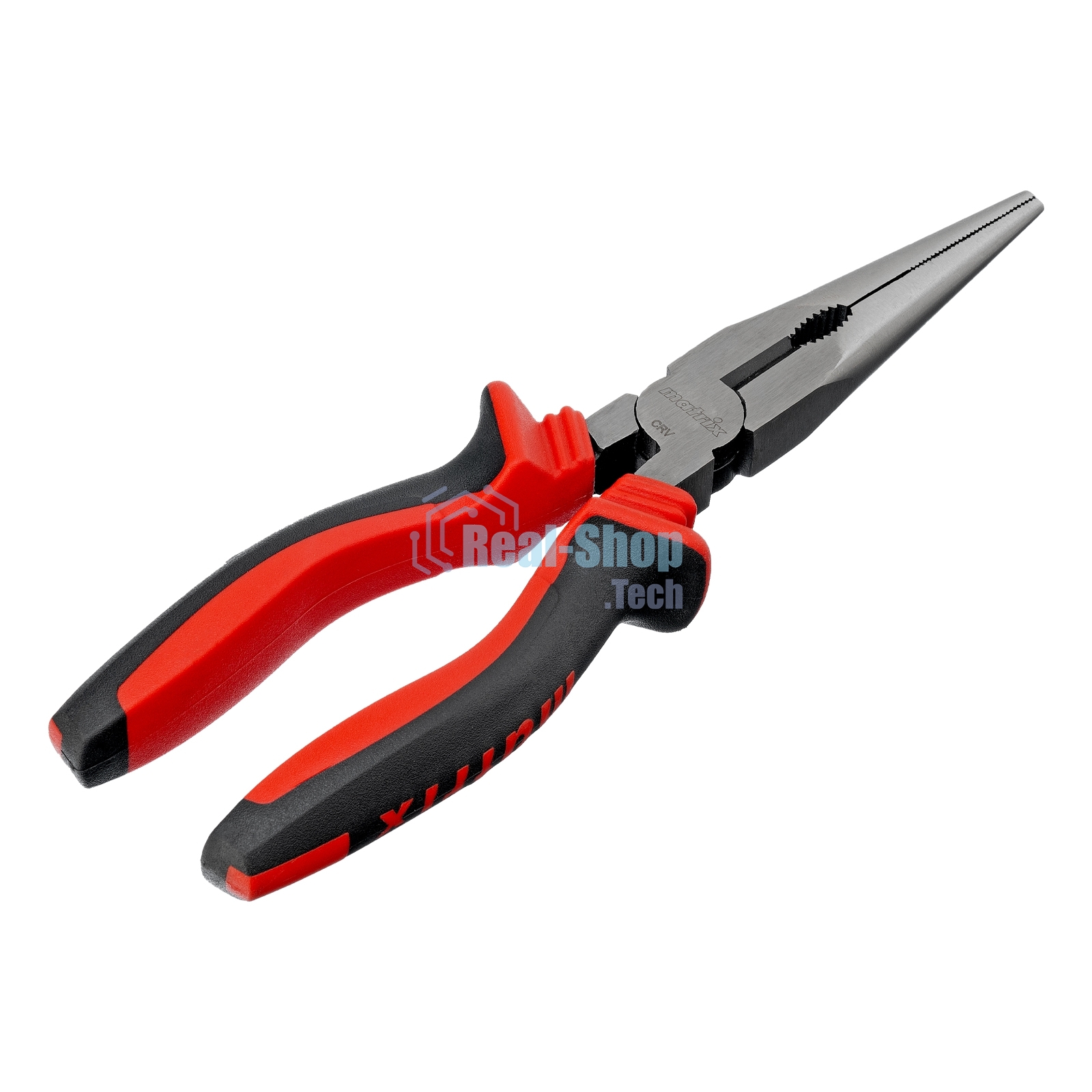 Длинногубцы прямые Matrix, 200 мм, хром-ванадий, двухкомпонентные рукоятки