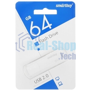 Флешка USB SmartBuy CLUE White (SB64GbCLU-W), 64Gb, USB 2.0, R/W 25/15, белый