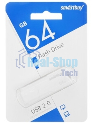 Флешка USB SmartBuy CLUE White (SB64GbCLU-W), 64Gb, USB 2.0, R/W 25/15, белый