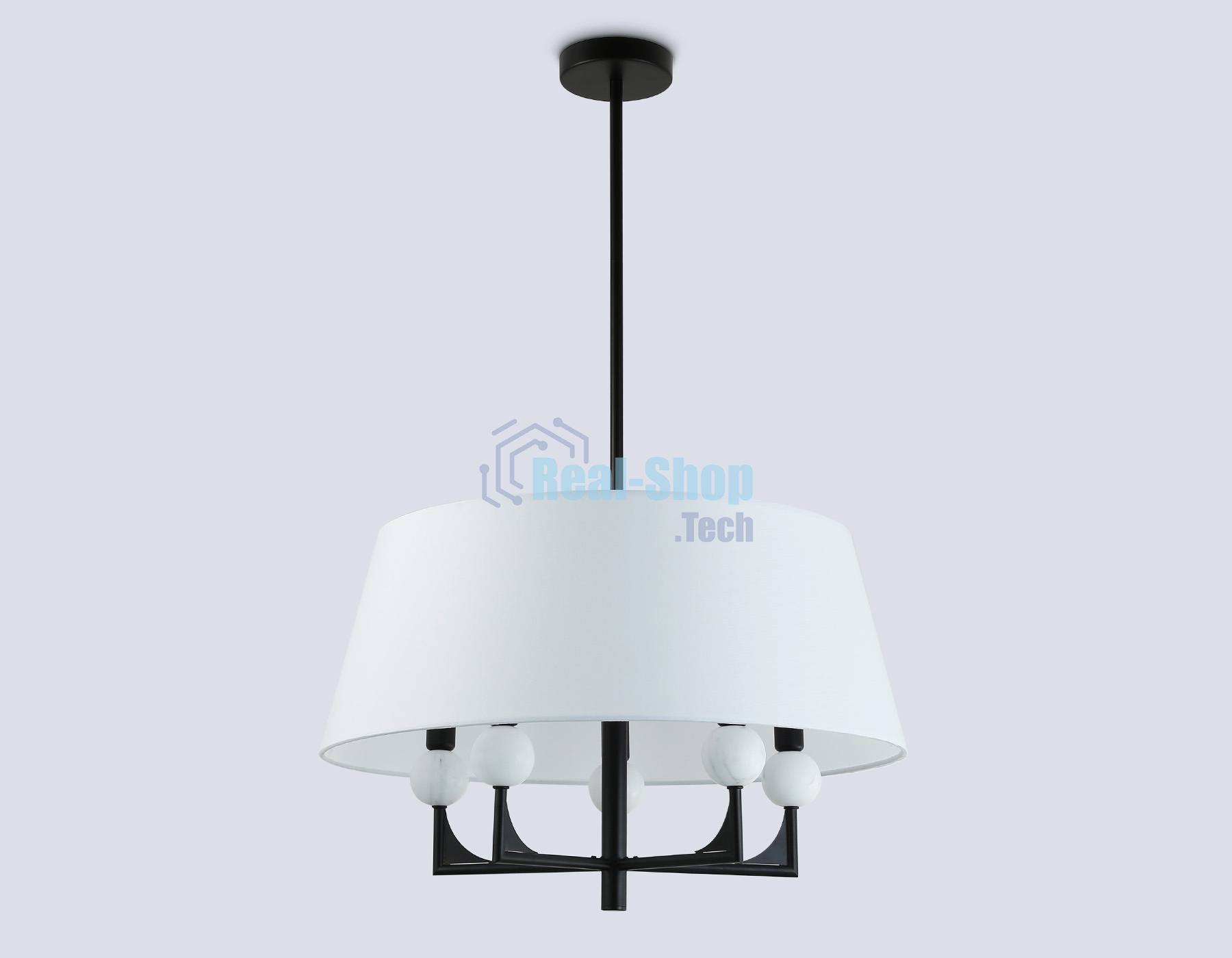 Люстра Ambrella light LH75150/5 BK/FR черный/белый матовый E14*5 max 40W D580*590