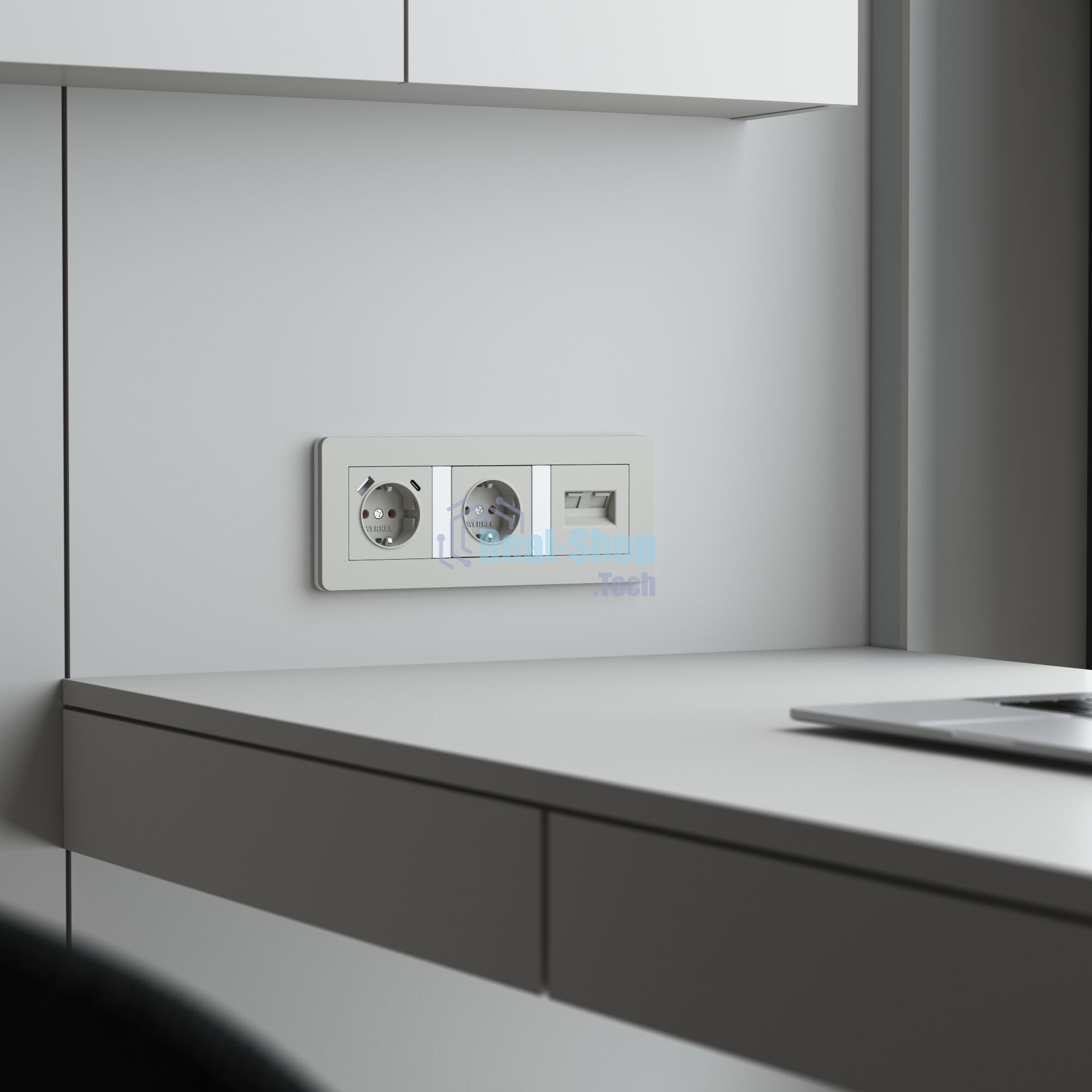 Накладка для двойной розетки Еthernet RJ-45 (дымчатый)