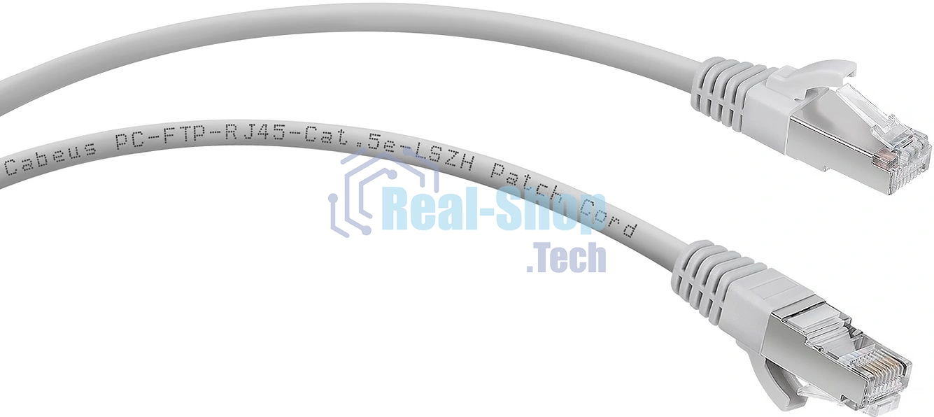 Шнур коммутационный Cabeus, кат. 5е, экр., F/UTP, RJ45/RJ45, LSZH, AWG24, 1м, серый