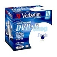 Диск DVD+R Verbatim 4.7Gb 16x Jewel case (10шт) Printable (43508)