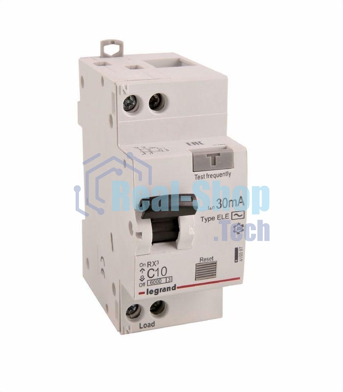 Выключатель автоматический дифференциального тока 1п (1P+N) C 10А 30мА тип AC 6кА RX3 Leg 419397