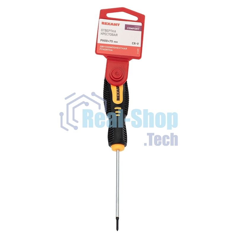 Отвертка крестовая Rexant PH 00х75 мм, двухкомпонентная рукоятка