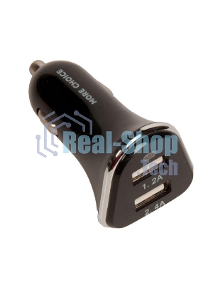 Автомобильная зарядка (от прикуривателя) 2USB 2.4A для Apple 8-pin More choice AC22i черный