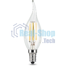 Лампа светодиодная Gauss LED Filament Свеча на ветру E14 7W 580lm 4100К 1/10/50