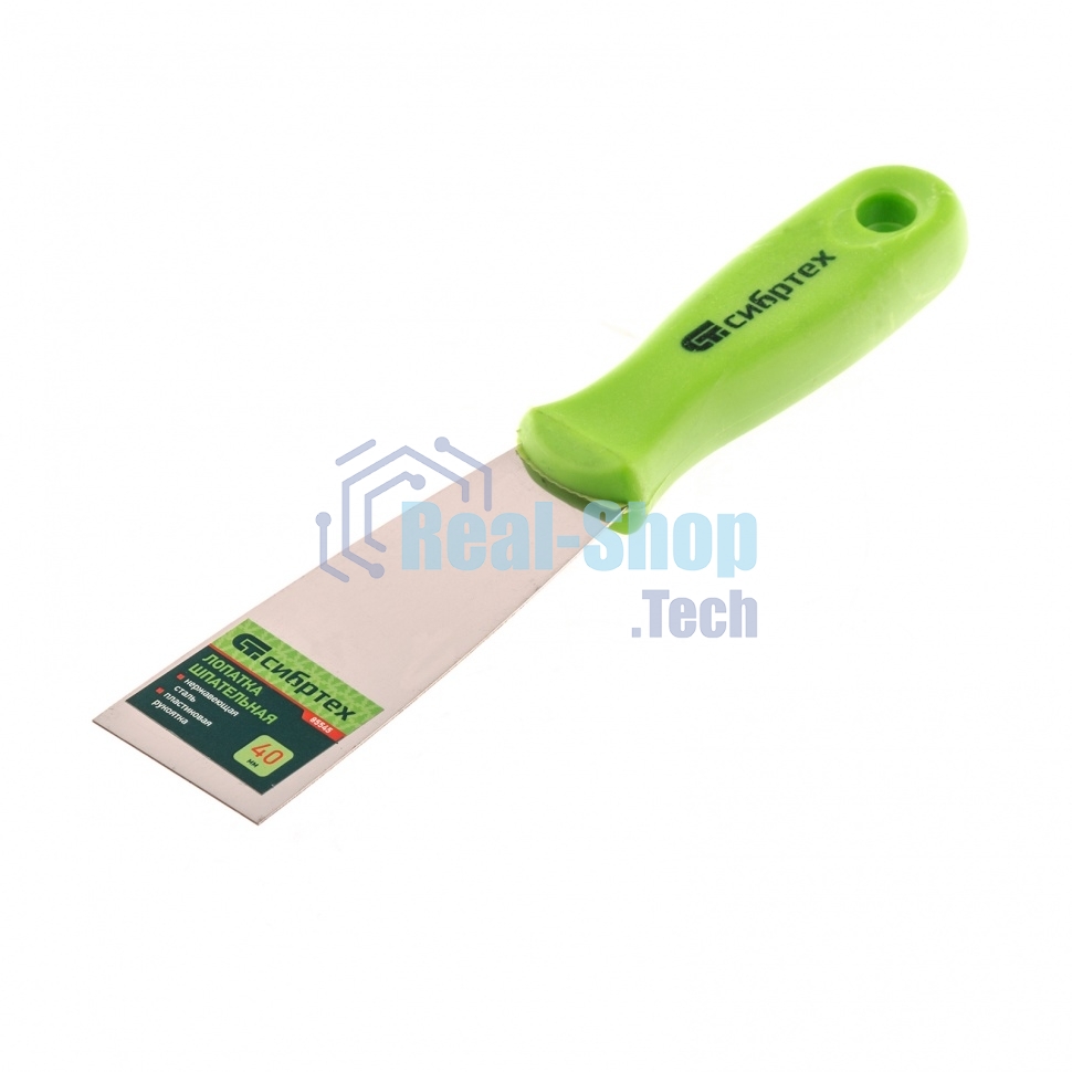 Шпательная лопатка из нержавеющей стали Сибртех, 40 мм, пластмассовая ручка