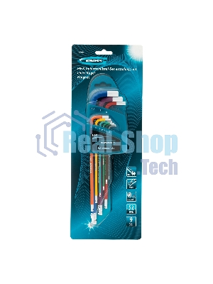 Набор ключей Gross 16400 имбусовых hex 1.5–10мм s2 9шт магнит экстра-длин. с шаром хром/краска