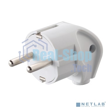 Вилка угловая с заземлением белая MAKEL 10027