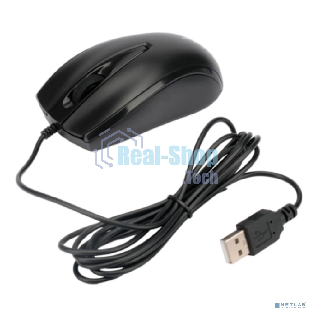 Мышь проводная Gembird MOP-110 черный, 1000 dpi, USB, кнопки - 3