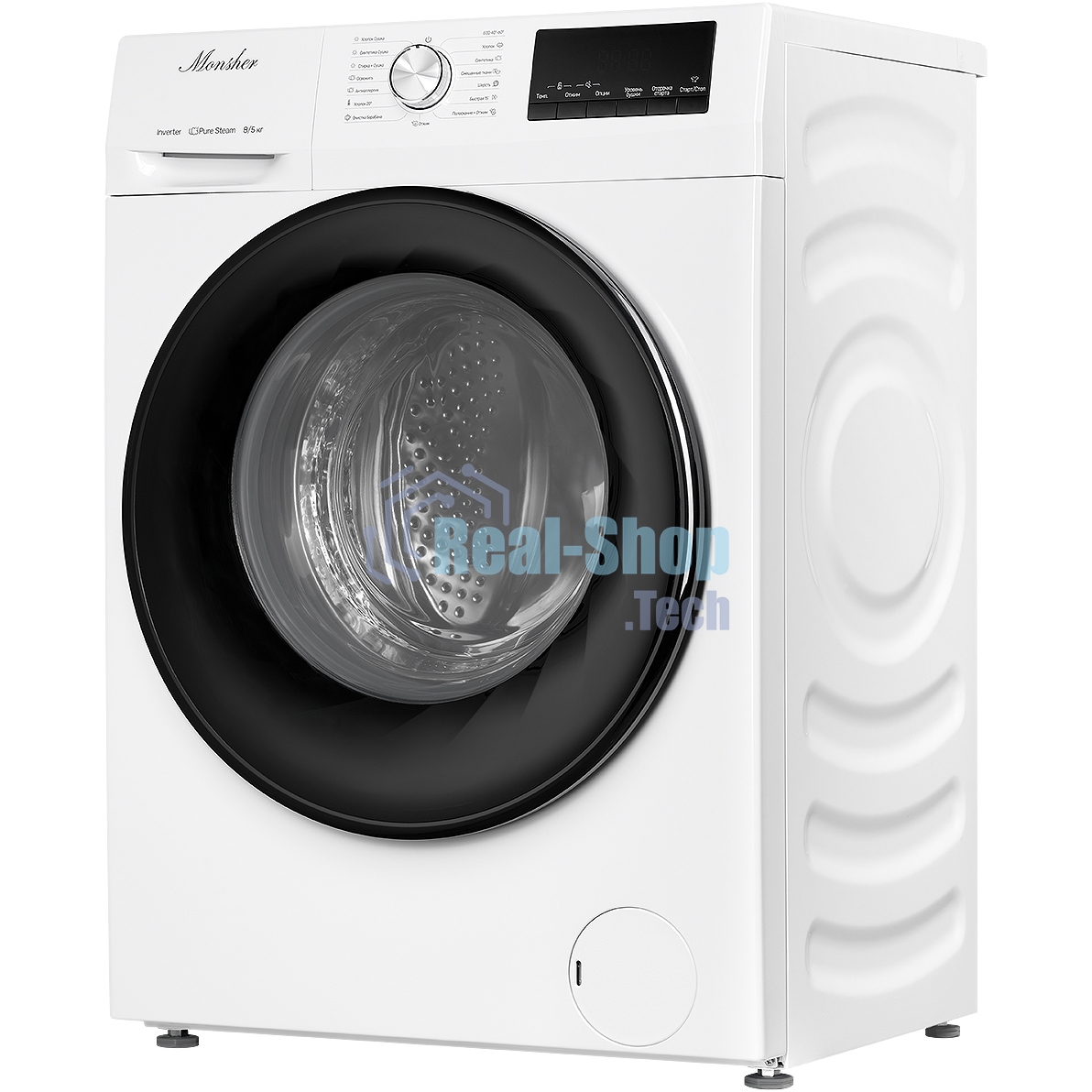Стиральная машина с сушкой MONSHER MWDM 460 Blanc отдельностоящая, фронтальная, 15 программ, загрузка 8 кг, 1400 об/мин, кнопочное управление, инверторный двигатель, блокировка от детей, энергоэффективность В, белый