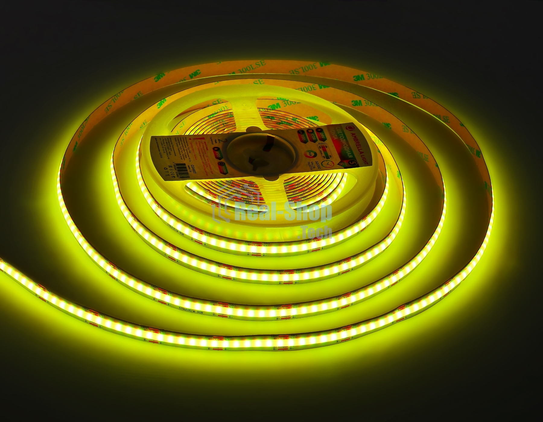 Светодиодная лента Ambrella light GS4951 COB 576Led/ 14W m/ 24V IP20 RGB/ 5m*10mm*3mm (4 конт.)