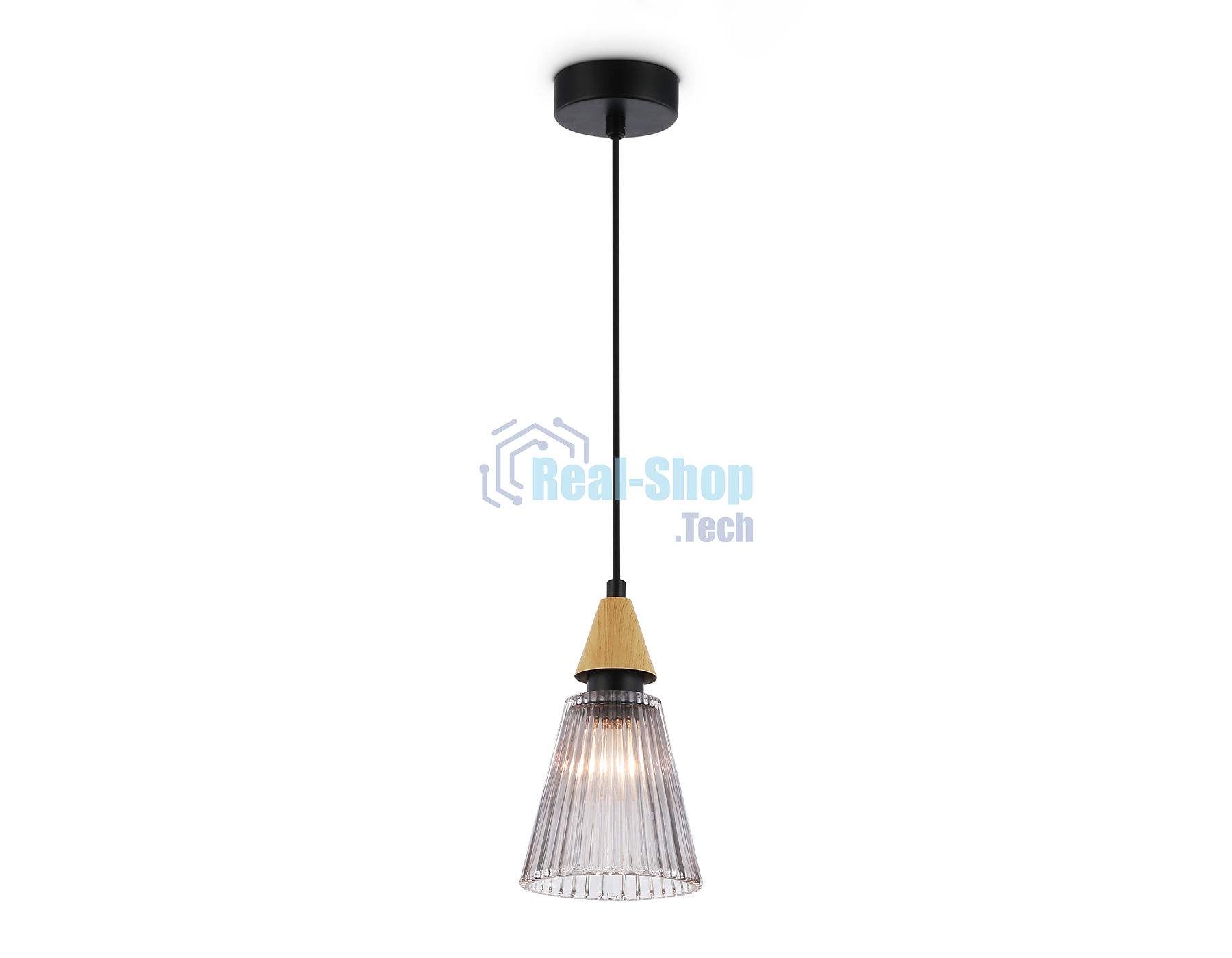 Светильник Ambrella light LH58111 BK/LW/SM черный/светлое дерево/дымчатый E14 max 40W D110*1500