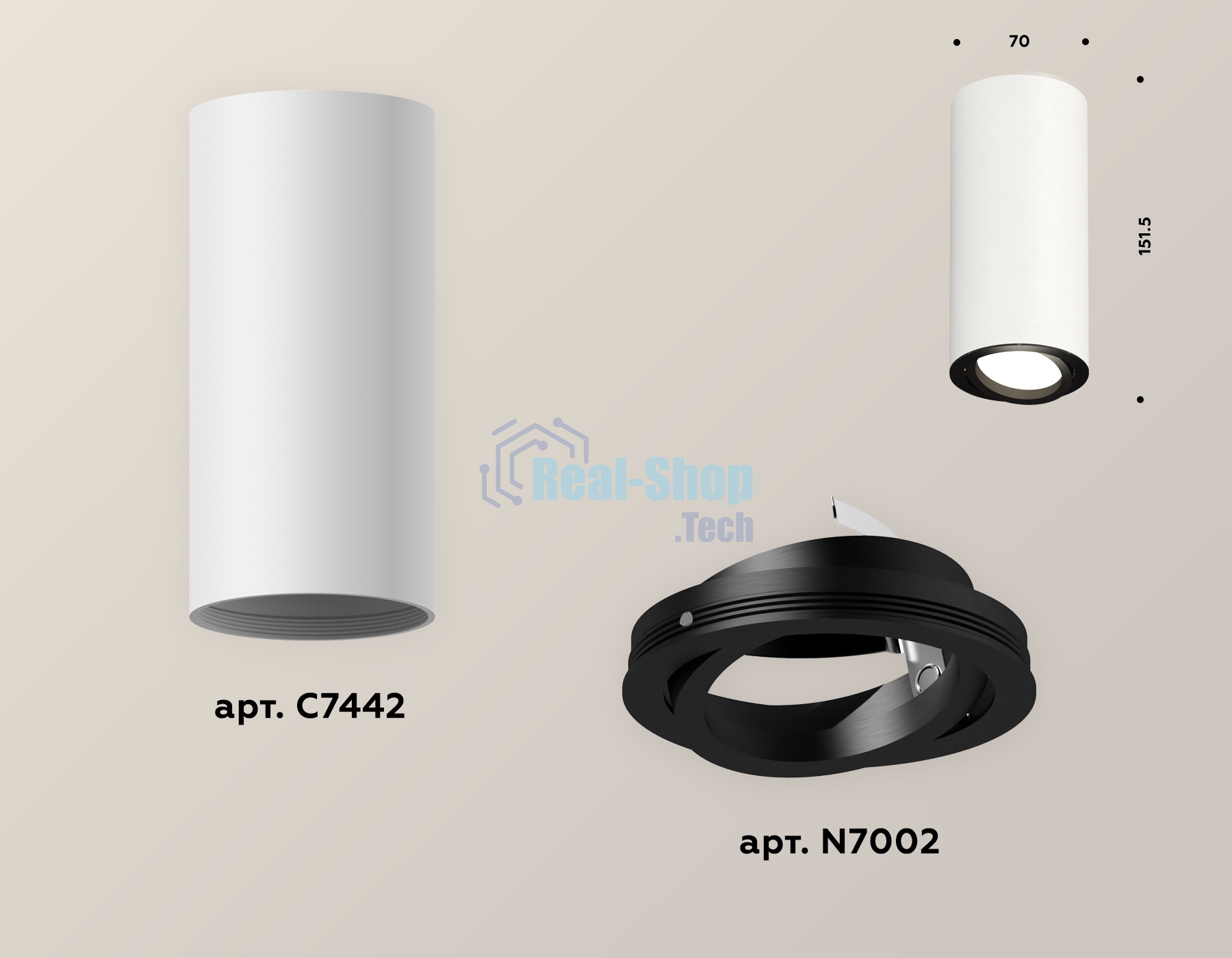 Светильник Ambrella Light XS7442002 SWH/PBK белый песок/черный полированный MR16 GU5.3 (C7442, N7002)