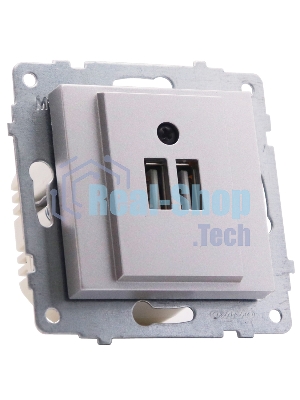 Ovivo Механизм розетки USB 5V-2A (2 порта), серебро, 600-000310-247