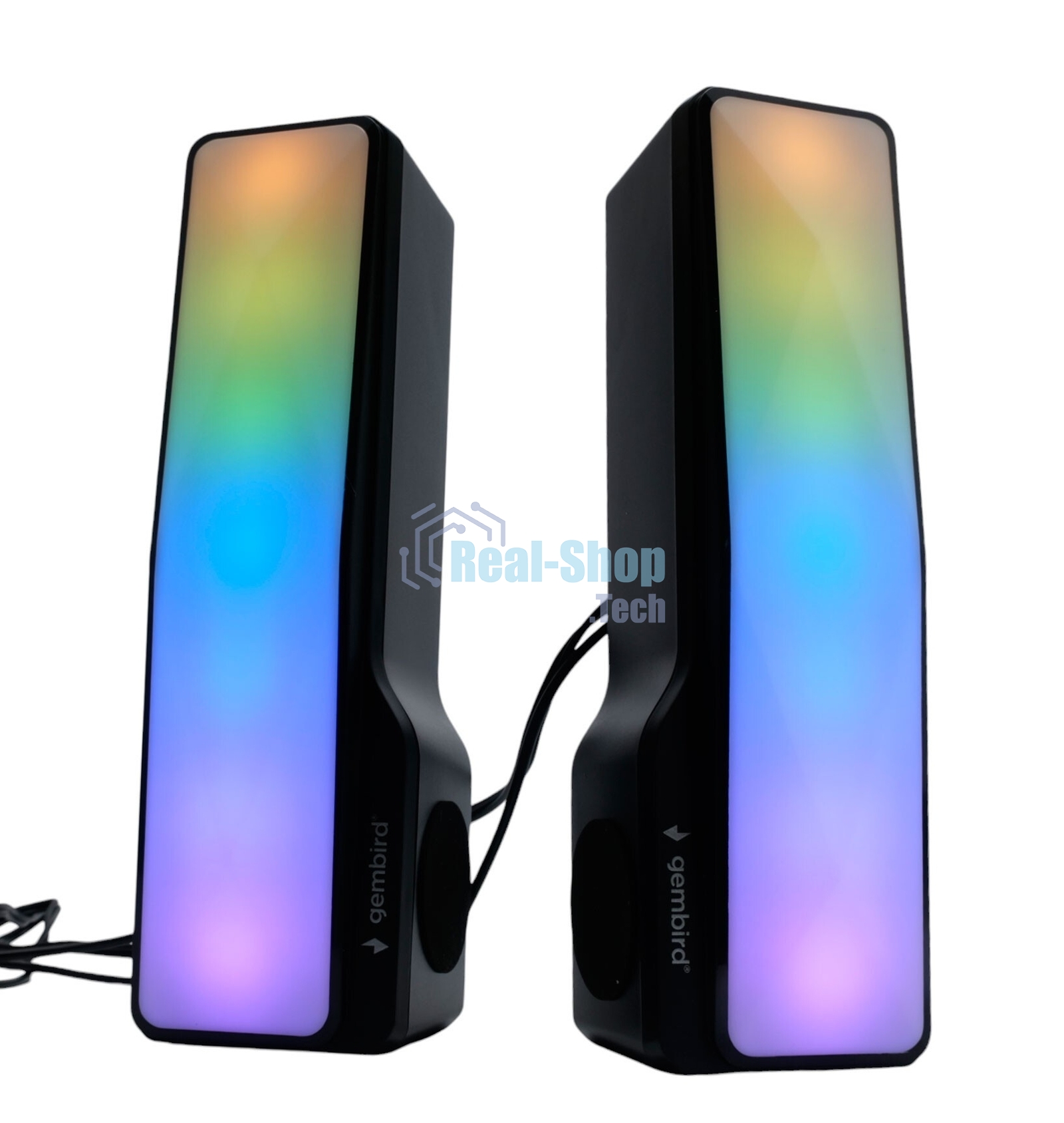 Акустическая система-трансформер 2.0 Gembird SPK-620, 10Вт, пластик, RGB подсветка, черный