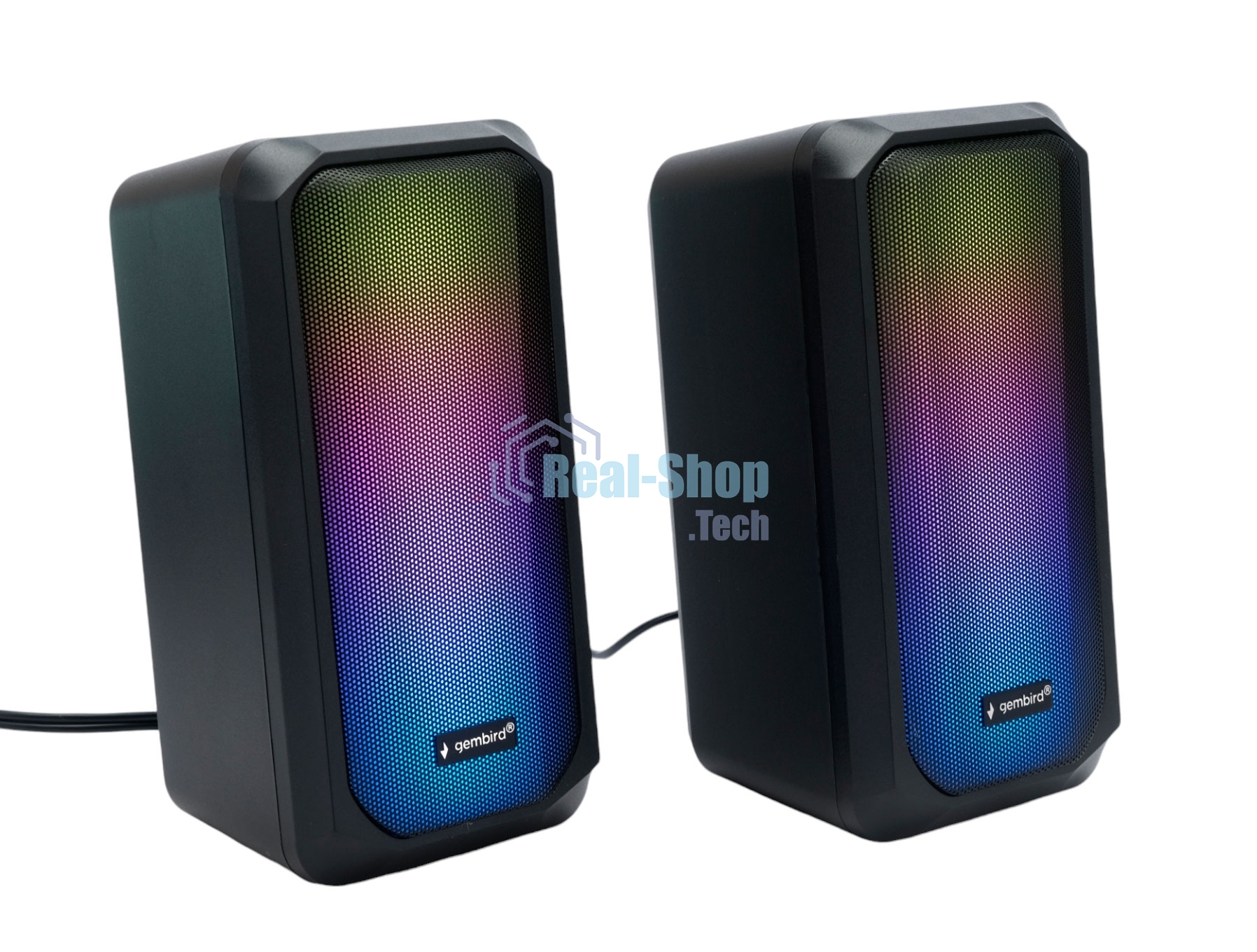 Акустическая система 2.0 Gembird SPK-300, 10Вт, пластик, рег.громкости, RGB подсветка, черный