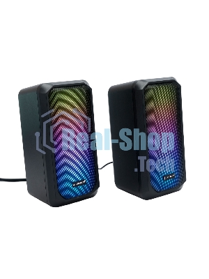 Акустическая система 2.0 Gembird SPK-300, 10Вт, пластик, рег.громкости, RGB подсветка, черный
