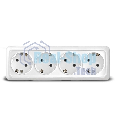 Розетка 4-м ОП Олимп с заземл. белый UNIVersal 1163