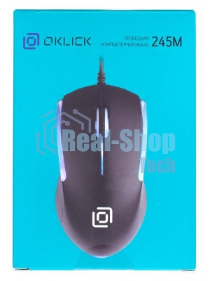 Мышь проводная Oklick 245M черный, 1000 dpi, USB, кнопки - 3